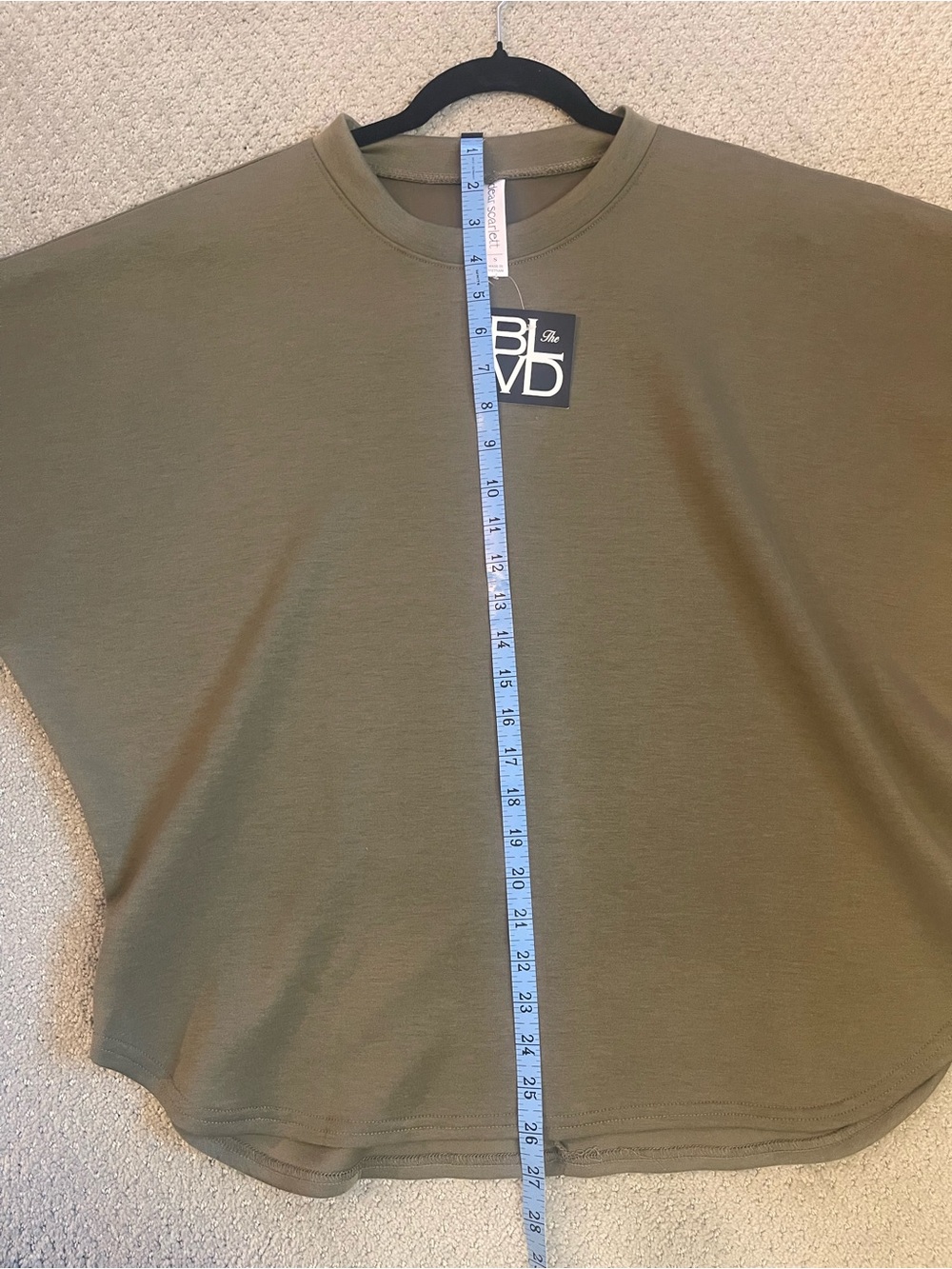 Boxy Short Sleeve Crew Tee — Olive Green by BLVD - Picture 5 of 5